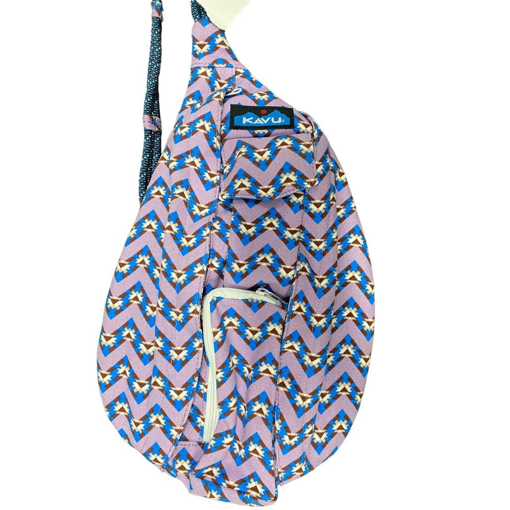 NWT Kavu MINI ROPE Sling Bag Backpack Cotton Canvas Messenger JEWEL CHEVRON Geo
